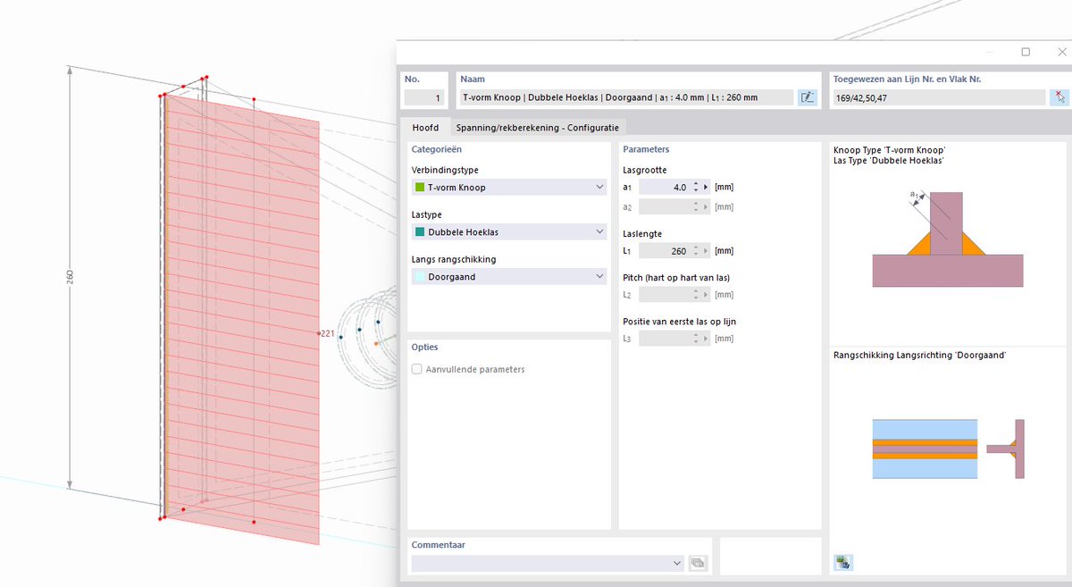 Een van de beste nieuwe features in RFEM 6?

In de TOP 3 van mijn favorieten staat de lijnlasverbinding. Tussen twee stalen platen kun je een las aanbrengen. RFEM 6 controleert vervolgens de las op basis van de lengte, type, en keel grootte.