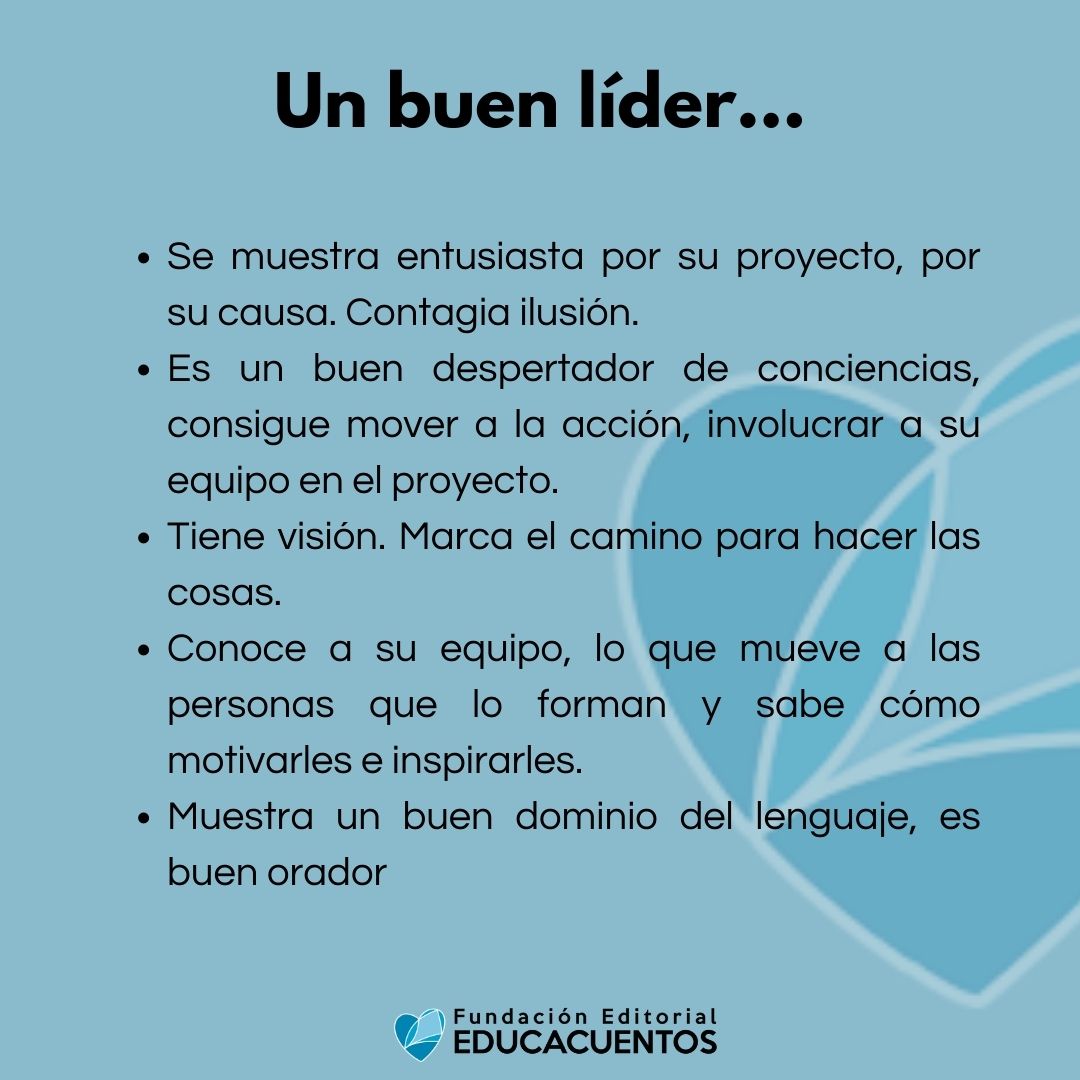 EducacuentosOrg's tweet photo. ¿Conoces a alguien que sea honesto, te inspire, te de #confianza y sea un referente para ti? Seguro que ya tienes su imagen en la cabeza.
Todos tenemos el potencial para convertirnos en #líder: podemos aprender a ser más empáticos, a controlar nuestras emociones, #oratoria... https://t.co/MpAVRbib38