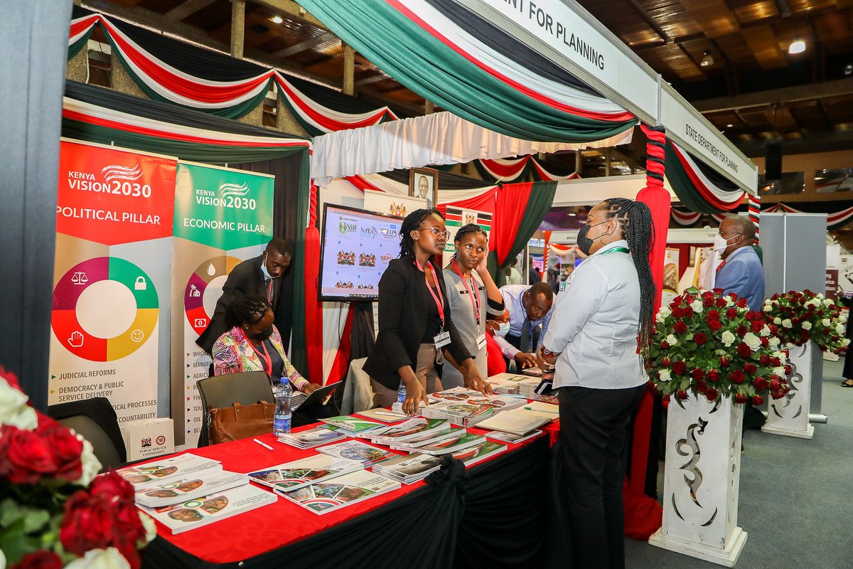KenyaVision2030's tweet photo. Kenya joins the rest of the Africa Union Member States to mark and appreciate the work of public service and its contribution to Socio-economic development on The 2022 Africa Public Service Week #APSW which is currently ongoing at @KICC_kenya. https://t.co/Cf3H2Jwtvq