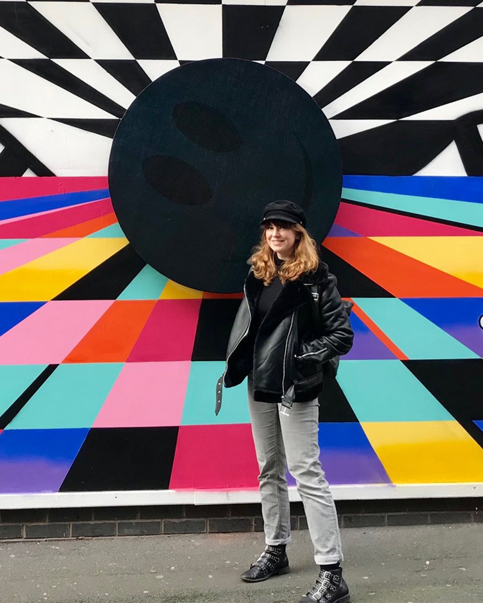 GDSTeam's tweet photo. 🎨 Our current Manchester hub is close to the Northern Quarter, home to some wonderful street art like the one Charlotte, our Employee Engagement Manager, is standing next to! #ThisIsGDS https://t.co/LzchPHleCg