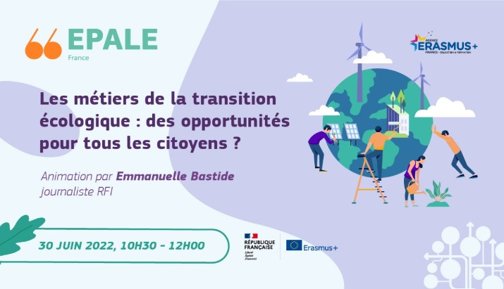 GT_DD_Lyon1's tweet photo. L'équipe EPALE France, plateforme européenne sur la formation organise un webcast intitulé :
" Les métiers de la transition écologique : des opportunités pour tous les citoyens ? "

D'une durée d'1h30, il sera animé par Emmanuelle Bastide, journaliste RFI.
Inscrivez-vous ! https://t.co/h2me95AvUO
