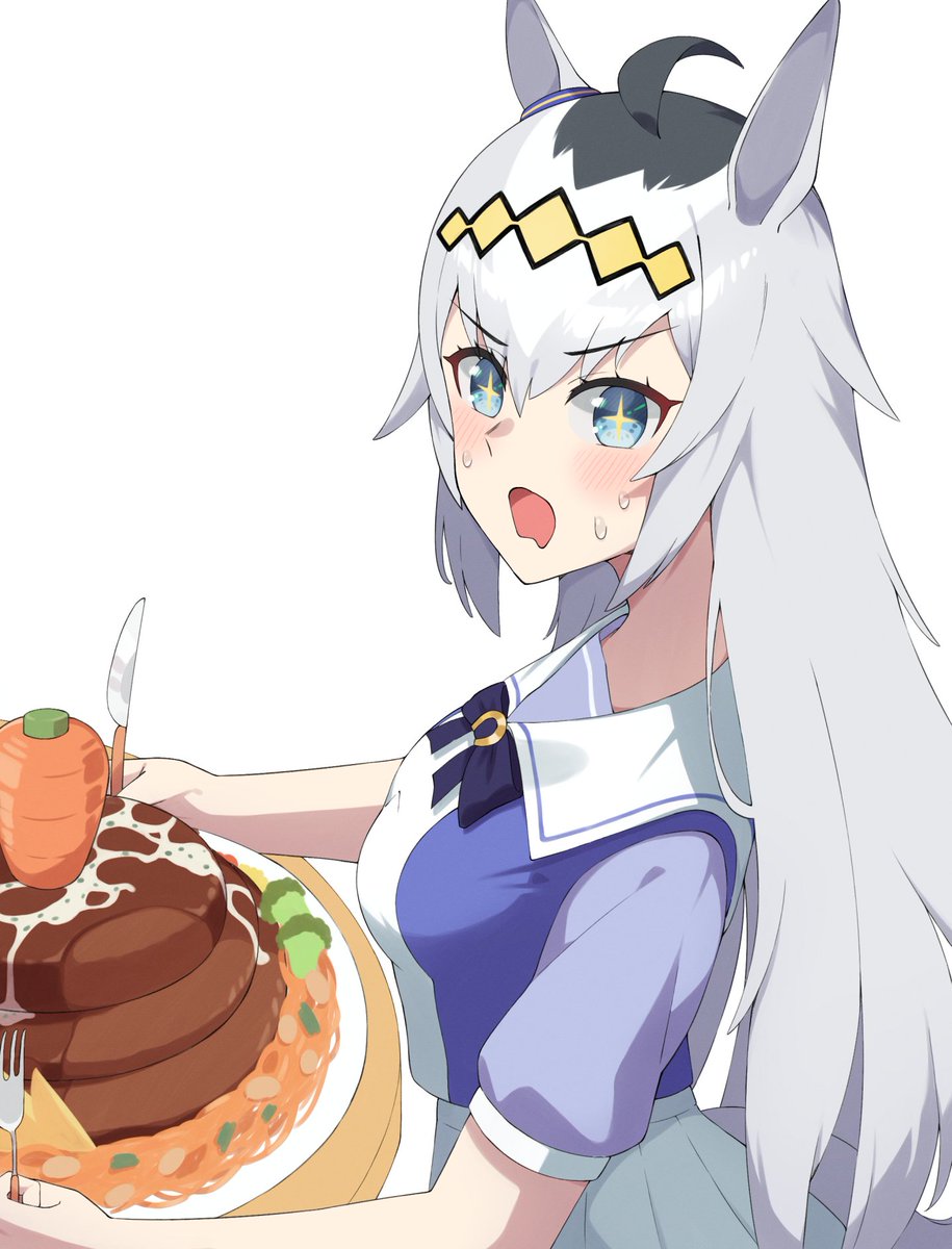 oguri cap (umamusume) 1girl solo animal ears horse ears long hair drooling knife  illustration images