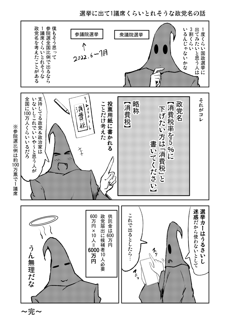 【日常マンガ】選挙に出て1議席くらいとれそうな政党名の話 