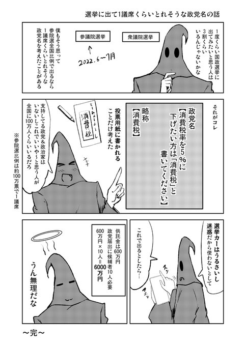 【日常マンガ】選挙に出て1議席くらいとれそうな政党名の話 