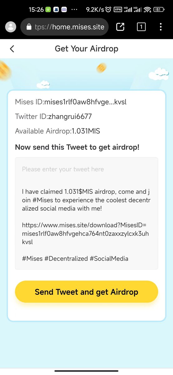 Mises001's tweet photo. We just updated the airdrop's mechanism, and the waiting time has been greatly shortened. The distribution will only take a few minutes now. If you haven't yet claimed your $MIS airdrop, you can download our app and claim it now.
https://t.co/MTJgBxf1yg https://t.co/1xarV5iBhb