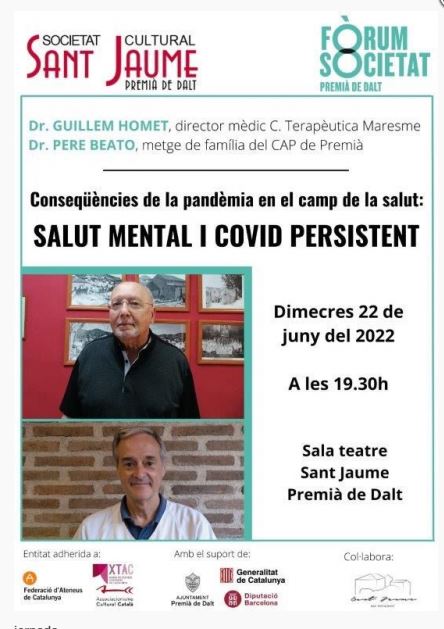 MaresmeC's tweet photo. Informació d'interès 📍
Avui Guillem Homet, President de #MaresmeContinuum participa a la jornada sobre conseqüències de la pandèmia en el camp de la salut, organitzada per @StJaume 
Parlarà sobre #salutmental i #covidpersistent 
Una realitat amb la que conviuen moltes persones. https://t.co/zjFeZqaVRd