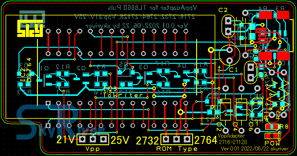 wcinp's tweet image. 高機能なロムライタ（TL866II Plus）でVpp電圧の高い2716～27128を書き込めるようにするアダプタの回路を整理しパターン設計しました
SMD部品を使い小型化しています
トップ面の白枠部分がZIFソケットのサイズです
piclabo.blog.ss-blog.jp/VppAdaputer002
#VppAapter #TL866 #DesignSparkPCB