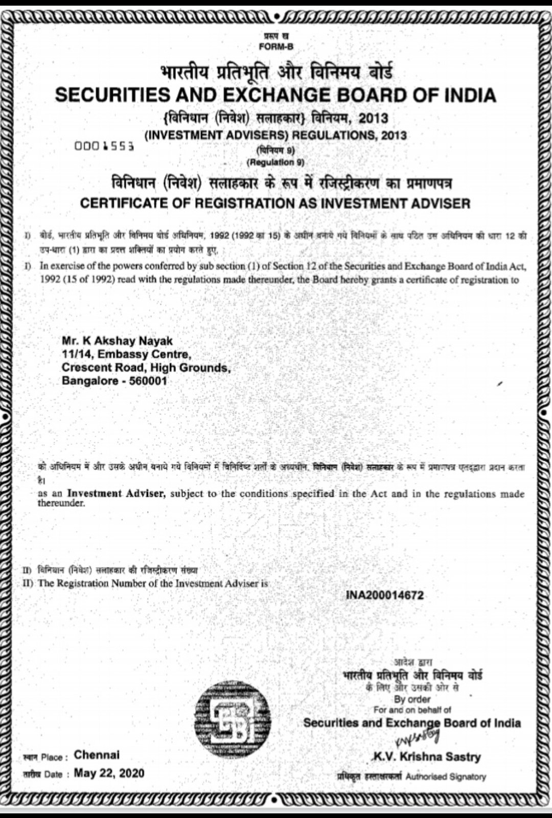 Akshay Nayak on Twitter "I have been a SEBI Registered Investment