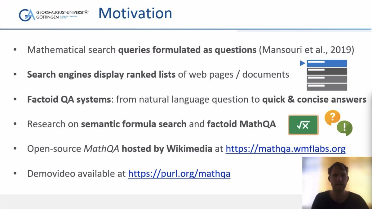 yasithdev's tweet photo. Session 6 of #JCDL2022 on Information Extraction started with Philipp Scharpf from @UniKonstanz presenting "Mining Mathematical Documents for Question Answering via Unsupervised Formula Labeling"
Paper: https://t.co/sRLmITBRcp
@WebSciDL https://t.co/hMAwu9zXvM
