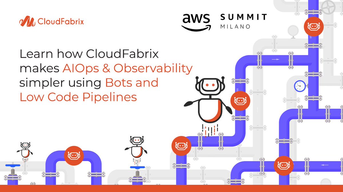 TheFabrixAI's tweet image. Visit our #AWSSummit, Milan booth to talk to our experts &amp;amp; learn how you can make your IT composable with data automation and AWS integrations through bots and data pipelines

#ITComposability #ComposableIT #AWSSummit2022 #AWS #AWSIntegrations #Bots #DataPipelines #DataAutomation