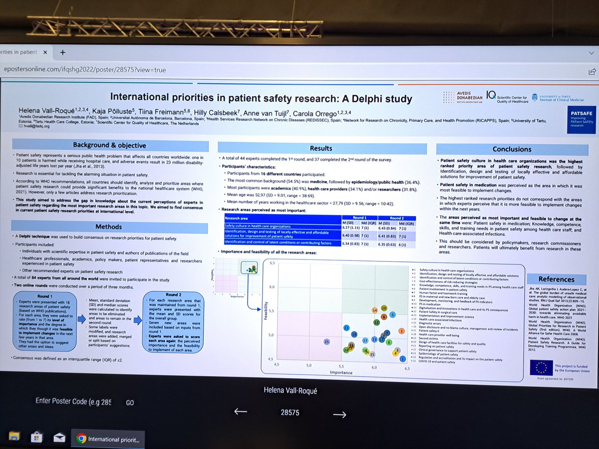 PATSAFE2's tweet photo. This week we are presenting the PATSAFE project at the @QualityForum! There are 3 PATSAFE posters displayed. #Quality2022 
 @Inst_Donabedian 
@unitartu 
@IQhealthcare 
@hvall9 @HCalsbeek @KajaPolluste https://t.co/e8lXUculvR
