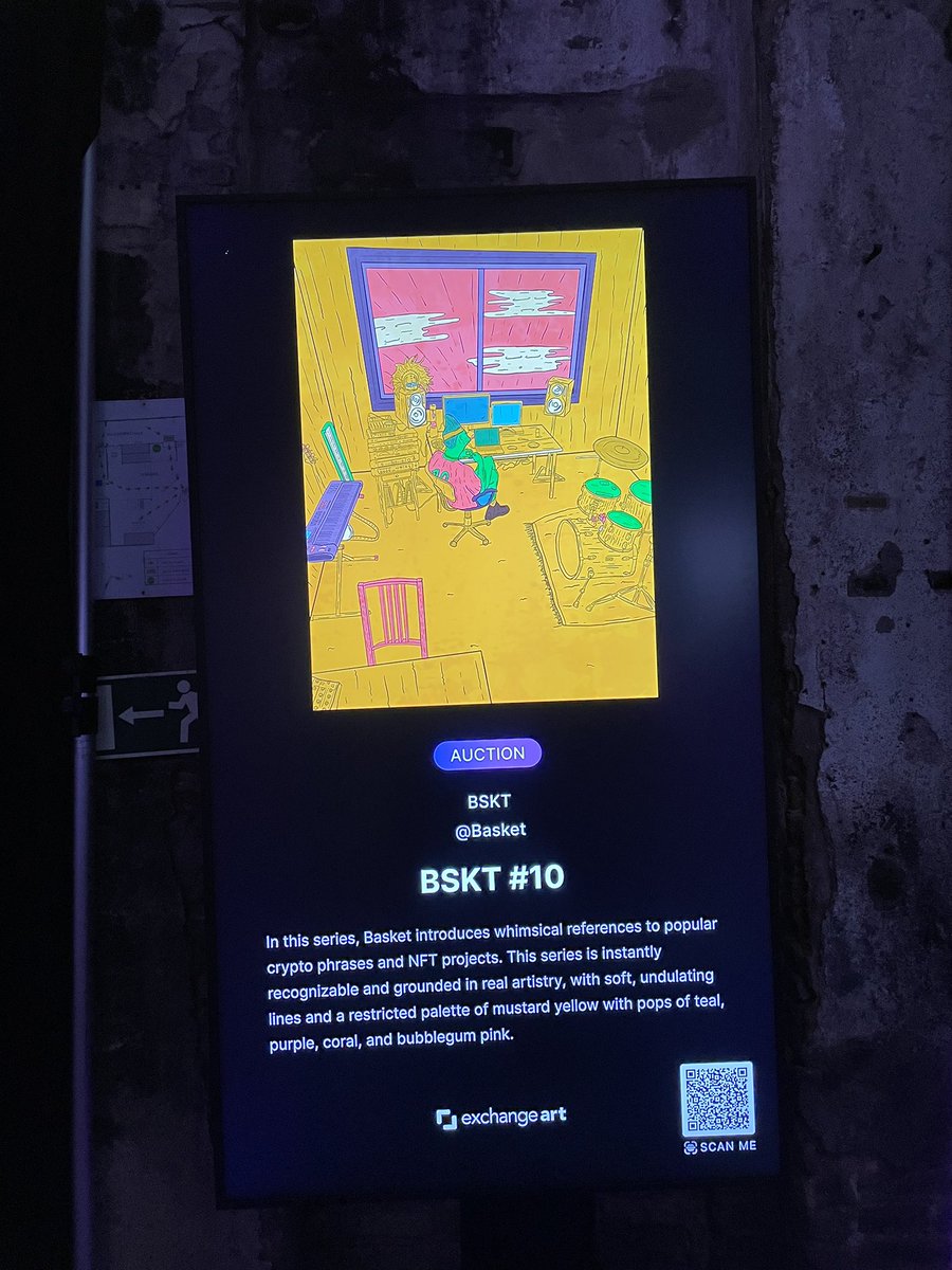 basketbskt's tweet photo. First time my work is being displayed irl, is this a dream? I also spotted @notjohnlestudio @xkonwi @sleeprNFT @superjimmer @paranoidhill @archmorley @jom and @rianmichellle https://t.co/6DsqimLr9l
