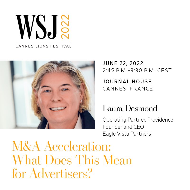 Join me today <a href="/WSJ/">The Wall Street Journal</a> - M&amp;A Acceleration: what does it mean for advertisers.