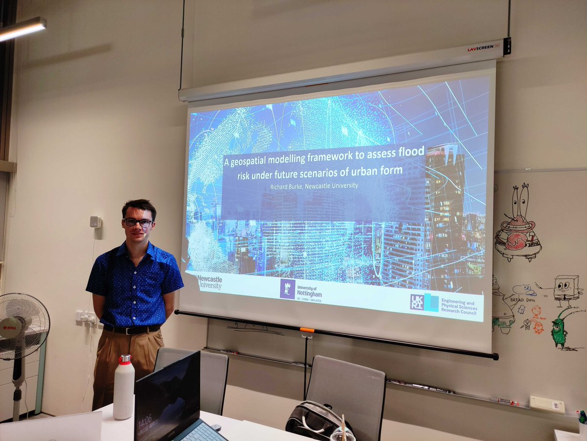 Today, we're pleased to host @GIS_Manipulator, a PhD student from Newcastle University. Richard devised a framework to predict and assess flood risk based on urban form. We thank him for his interest in visiting us and sharing about his work, and wish him the best in his PhD!