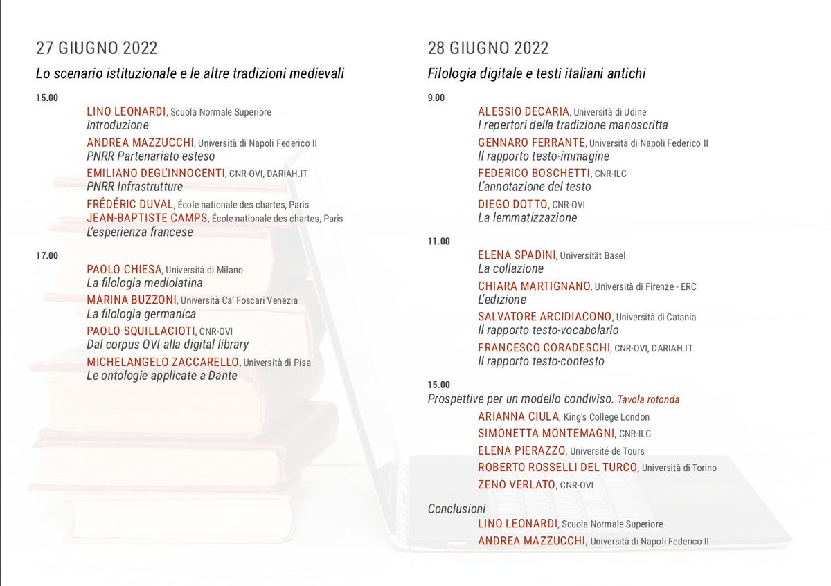 A Digital Philology workshop at the Scuola Normale Superiore, University of Pisa: 27-28 June teams.microsoft.com/l/meetup-join/… #digitalphilology #digitalhumanities