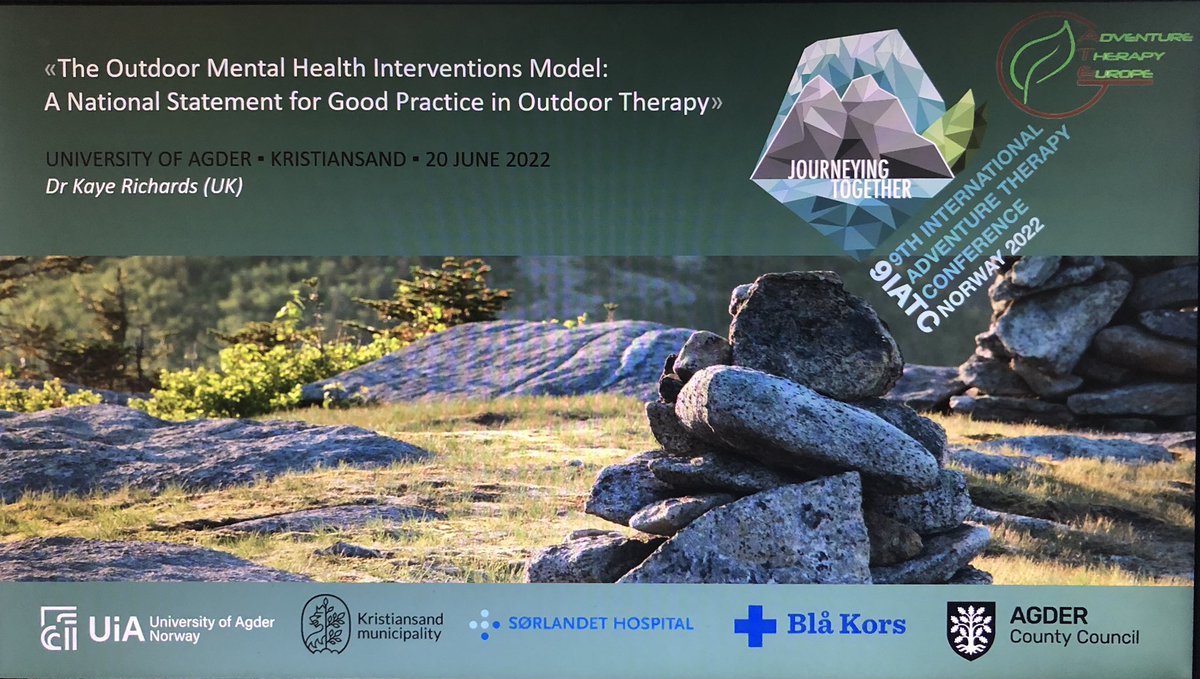 Great times in Norway presenting at the 9th International Adventure Therapy Conference, first presentation ✅ @LJMUPsychology and lovely feedback on our Outdoor Mental Health Interventions Model outdoor-learning.org/Good-Practice/…
