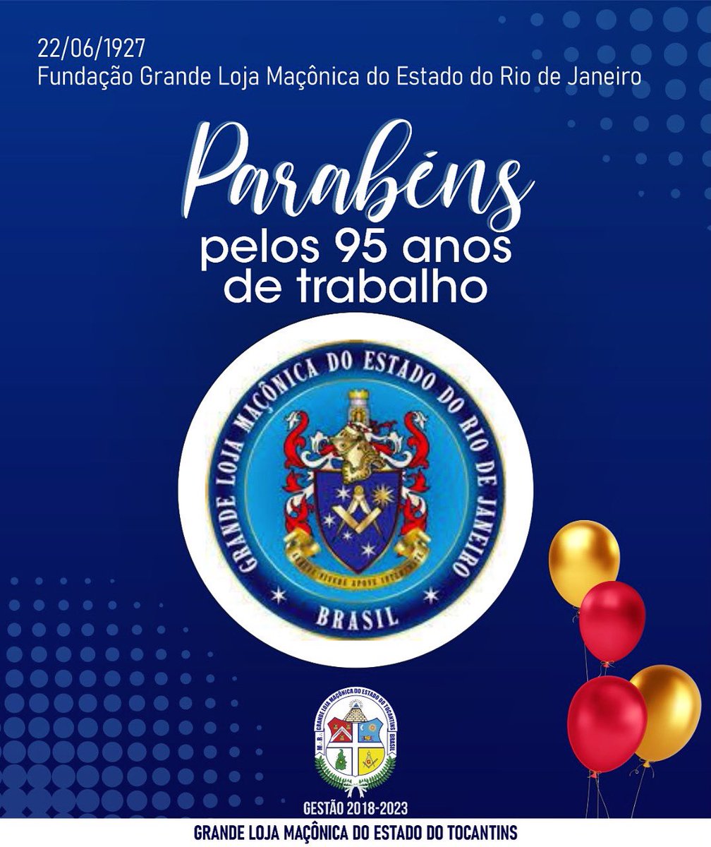 glmet_'s tweet photo. A Grande Loja Maçônica do Estado do Tocantins deseja um feliz dia à todos os obreiros da Grande Loja Maçônica do Estado do Rio de Janeiro.
95 anos de muito trabalho e dedicação ⭐
#glmet #grandeloja #maçonaria #freemasons #glmerj https://t.co/zWecR9aU7M