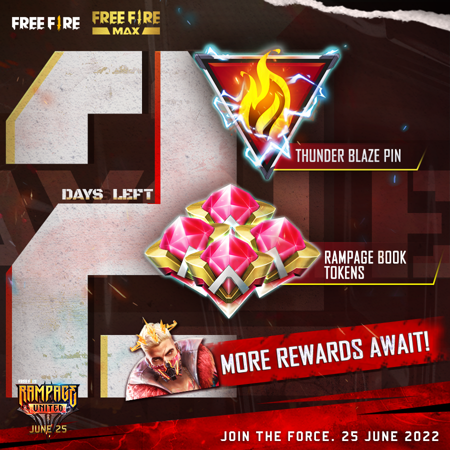 Free_FireGlobal's tweet photo. 💥Countdown💥
sirf 2 din baki hain 25th june main!🥳😎 Mysterious new mode khel k Thunder Blaze pins hasil karen aur collect karen Rampage Book tokens!🤩🥰
#FFPKRampage #Rampage #JointheForce https://t.co/UCVwPpeYPP https://t.co/FMikUgJ5e1