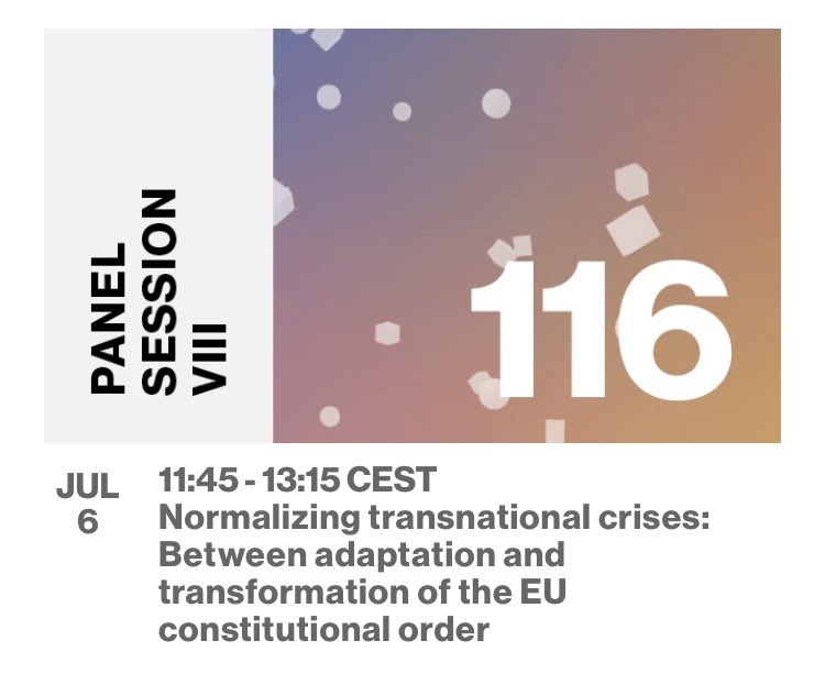 claudiacinnir's tweet photo. How does the EU normalise transnational crises within its legal order?📍At #iconswroclaw our panel (@MarcoFisicaro1, @Grattacieloblu, @Corsaro_G, @nicbergamaschi  and G.Vosa) will explore processes of adaptation and transformation of EU legal framework 🇪🇺. 
⏰Join us on July 6! https://t.co/BHpEYdbQZg