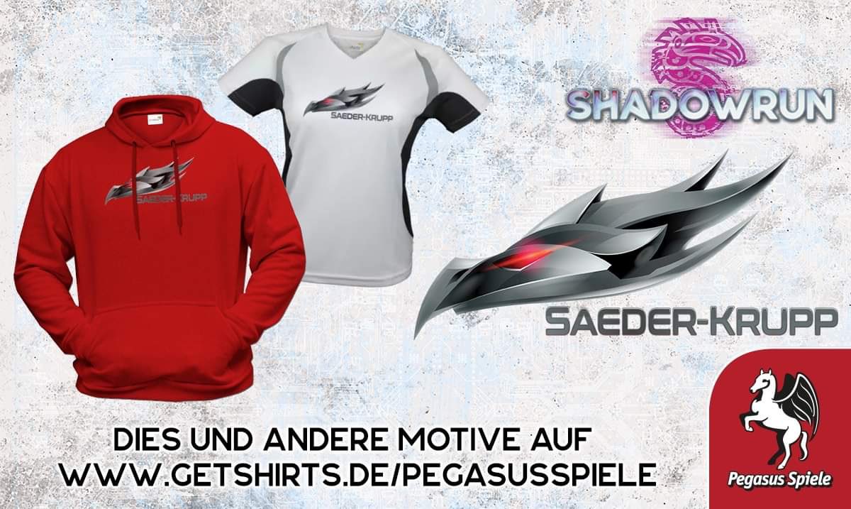 Saeder-Krupp, der von Drache Lofwyr geführte Konzern, hat den Hor… Sitz im eigenen Neu-Essen. Führend in Industrie, Chemie oder Matrixtechnik kommt man als Shadowrunner kaum daran vorbei. Warum also nicht gleich dazugehören? Kleidung bei getshirts.de/pegasusspiele
#Shadowrun #pnpde