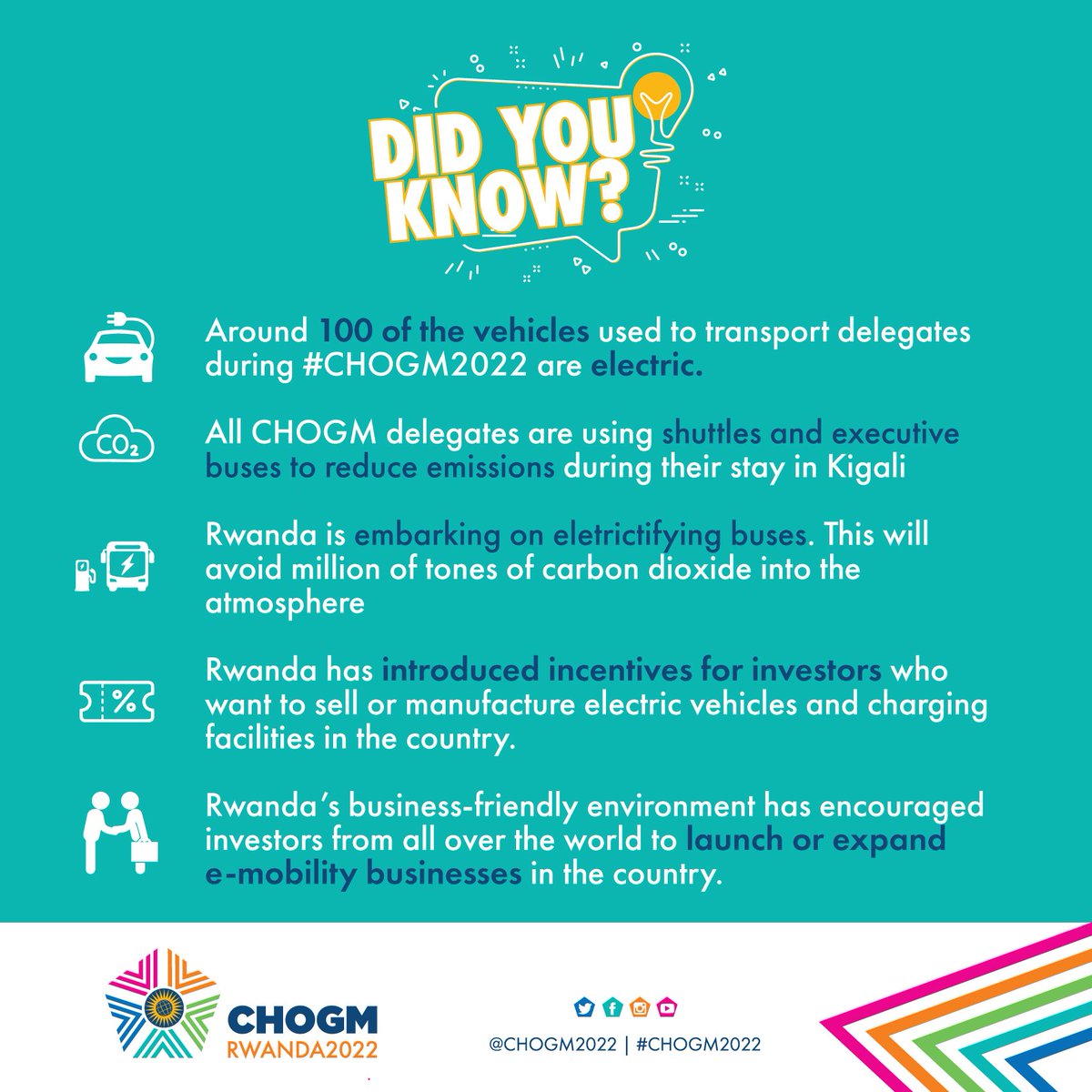 Rwanda is a leader in creating a green economy: Did you know that #Rwanda is using electric vehicles to transport #CHOGM2022 delegates?