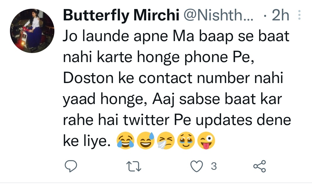 tontibahiya's tweet photo. Why @NishthurSamosa 😂😂😂
Delete कर दिया just missed #ELfada https://t.co/0EiBVCJxvS