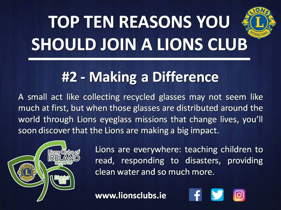Top Ten Reasons You Should Join A Lions Club
No. 2 - Making a Difference
#WeServe #KindnessMatters #LionsClubs #LCI #Top10Reasons #JoinLions