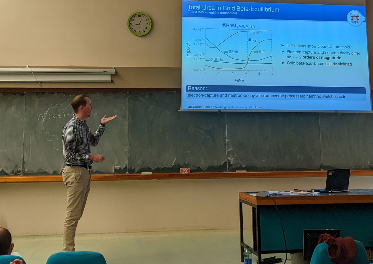 thermalization's tweet photo. Alexander Haber @Noldigphysics @UW gives #SEWM2022 talk on transport in Neutron Star Mergers
#EquationofState #RelativisticMeanFieldTheory
#NeutronStar https://t.co/ezi6w3ETLs