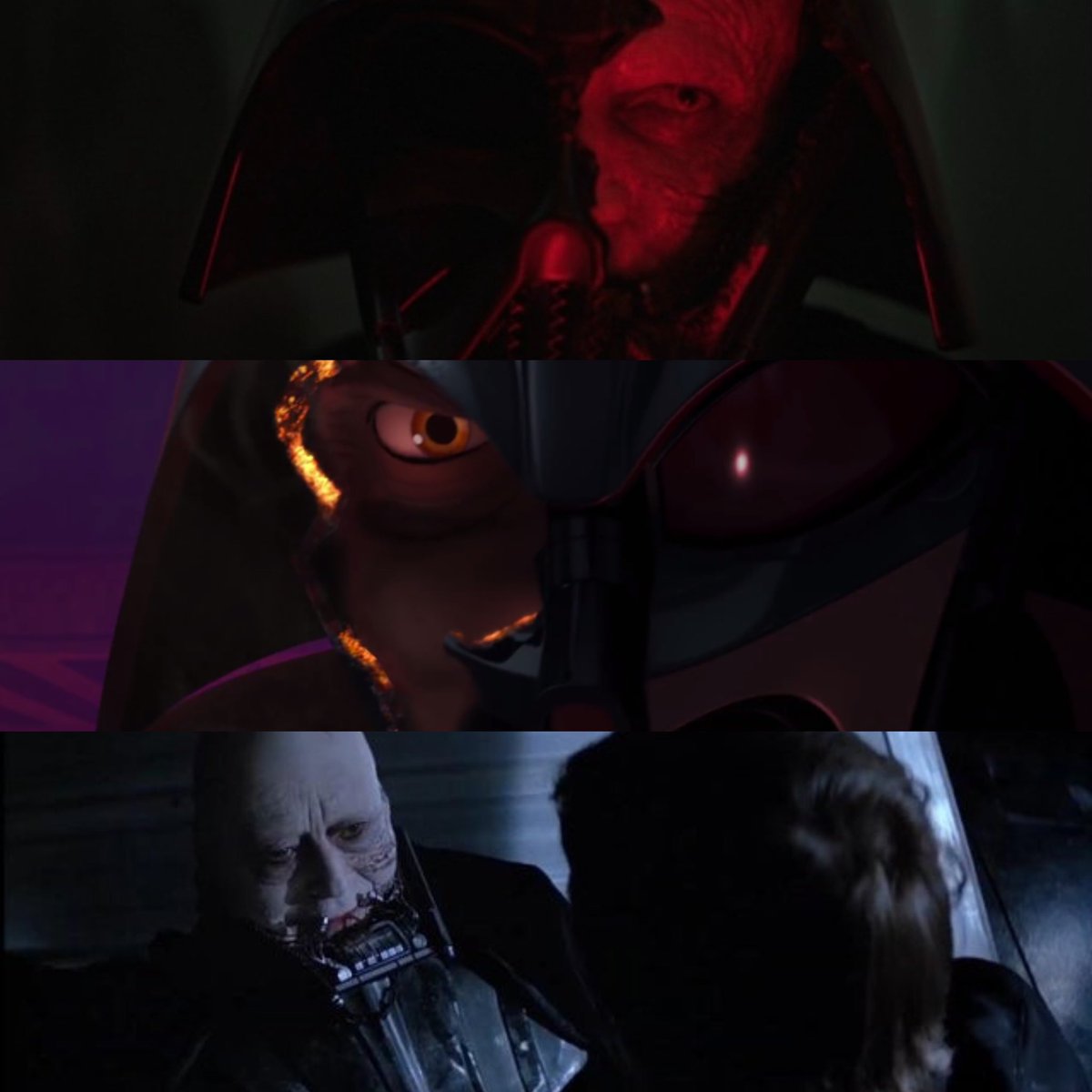 RjClipzzz's tweet photo. Kenobi and Ahsoka both removed sides of Vaders helmet and revealed a side of Anakin, but Luke removed the whole helmet and fully restored Anakin Skywalker #ObiWan #DarthVader #StarWars https://t.co/DpzVS91sl2