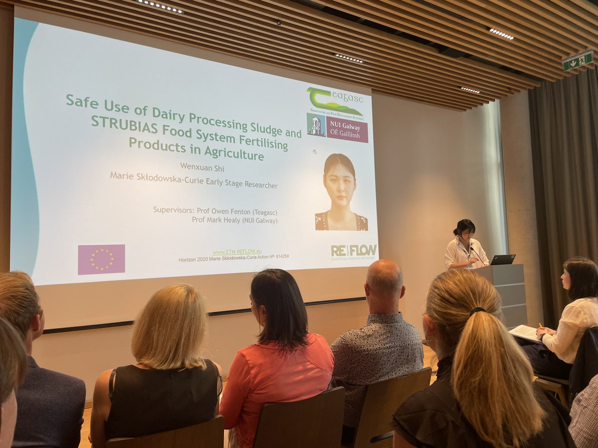 etnREFLOW's tweet photo. Wenxuan Shi @Reflow_ESR10 of @teagasc talks on Safe Use of Dairy Processing Sludge and STRUBIAS Food System Fertilising Products in Agriculture at #PERM5 also a calculator for maximising applications rates. @phosphorusfacts #ESPC4 https://t.co/uEH2KQxdbp