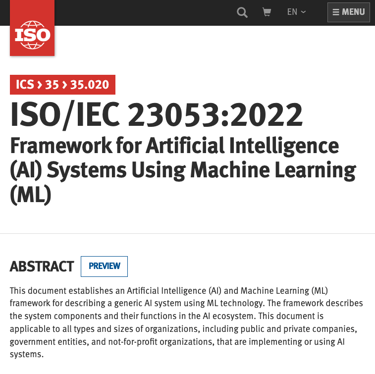 maria_axente's tweet photo. Landmark moment for AI standards world - today @isostandards/ @IECStandards 23053:2022 Framework for #AI Systems Using #ML  was published after 4 years of intense work &amp; dedication by team of 80+ strong collaborators lead by @Microsoft's Milan Patel! 👏
 https://t.co/K1ib6hXwSW https://t.co/bc7kDqH4ID