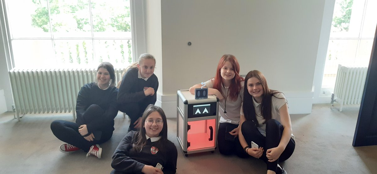 missnicoll_dt's tweet photo. Last one, I swear! The girls (and me) were over the moon to see a prototype of Buddy and Holly after the awards presentation at #10yearsofCST. So brilliant to see their idea being developed into a functioning prototype, with blinking eyes and a QR scanner. Thanks again @EduRAEng! https://t.co/ggMn7I1cec