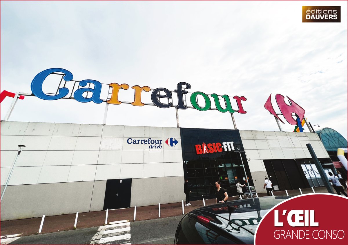 Dauvers70's tweet photo. Dans la série "les idées les + simples sont souvent les meilleures", j'adore le logo aux couleurs du drapeau olympique pour lier les 2 "marques" : @CarrefourFrance et #JO2024 
[ #LŒILGRANDECONSO l'a immortalisé si ça peut servir à des profs de marketing/com, etc. ] https://t.co/KAFOjOiVnW