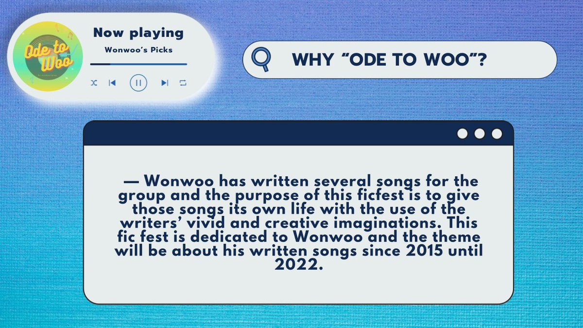 wonbooverse's tweet photo. Wonbooists, Writers, the wait is finally over! 

WONBOOVERSE is finally back with a new wonboo ficfest entitled “Ode To Woo” ✍🏻

More details (About, Mechanics, Format, Timeline, &amp; “Wonwoo’s Picks”) are provided below. Make sure to check them out! 

#WONBOOVERSE #OTWonShotLeft https://t.co/YeGyOAOPEq