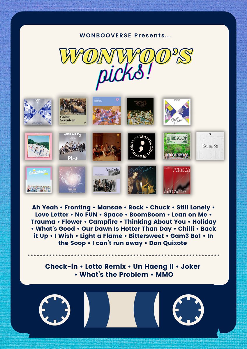 wonbooverse's tweet photo. Wonwoo’s Picks! 
- his written songs. 

#WONBOOVERSE #OTWonShotLeft https://t.co/dbcbPDRlj0