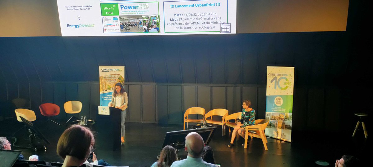 Construction21F's tweet photo. On poursuit la séquence avec @efficacity_lab qui développe une suite de logiciels de référence, comme #PowerDIS, pour cartographier, mais aussi évaluer la performance économique des stratégies énergétiques de quartiers en phase de formation. Pour des projets urbains #bascarbone ! https://t.co/RfFwy3Gng0