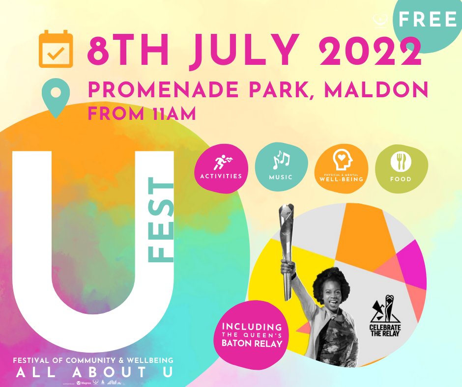 UFest is coming to the district this July! 

Join us for a brand new community festival and celebrate the arrival of the Queen's Baton Relay on Friday 8 July at Maldon Promenade Park! 

More info at visitmaldondistrict.co.uk/ufest

#UFest #Community #Festival #MaldonDistrict