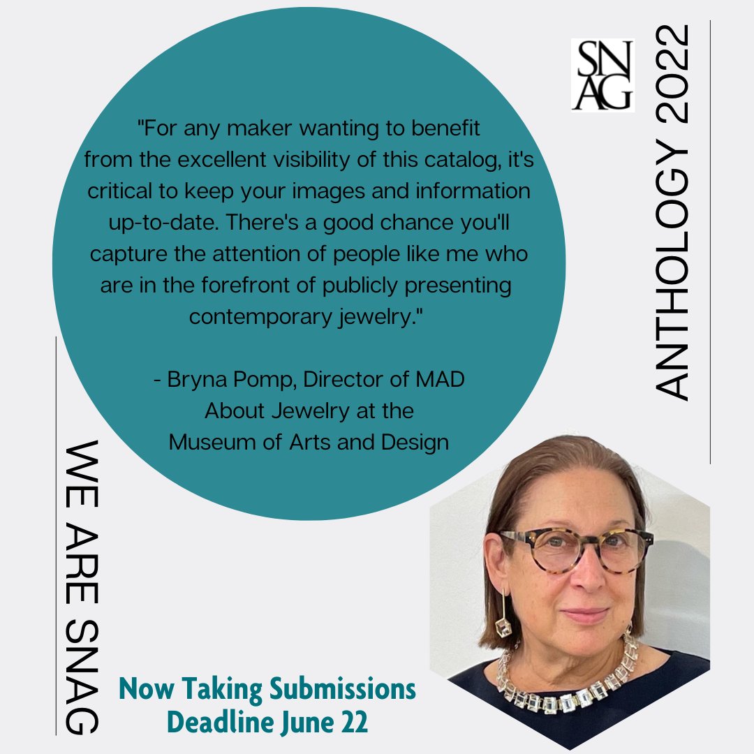 SNAGmetalsmith's tweet photo. LAST DAY! Send in a submission now for SNAG's 2022 online "WE ARE SNAG: Anthology".

Open to SNAG members. $20 to participate.

Not a member? TODAY ONLY: If you join/rejoin &amp; send in a submission to "Anthology" we'll refund you the $20 submission fee 

https://t.co/fMT6o26nV8 https://t.co/4y5f6SBF3j