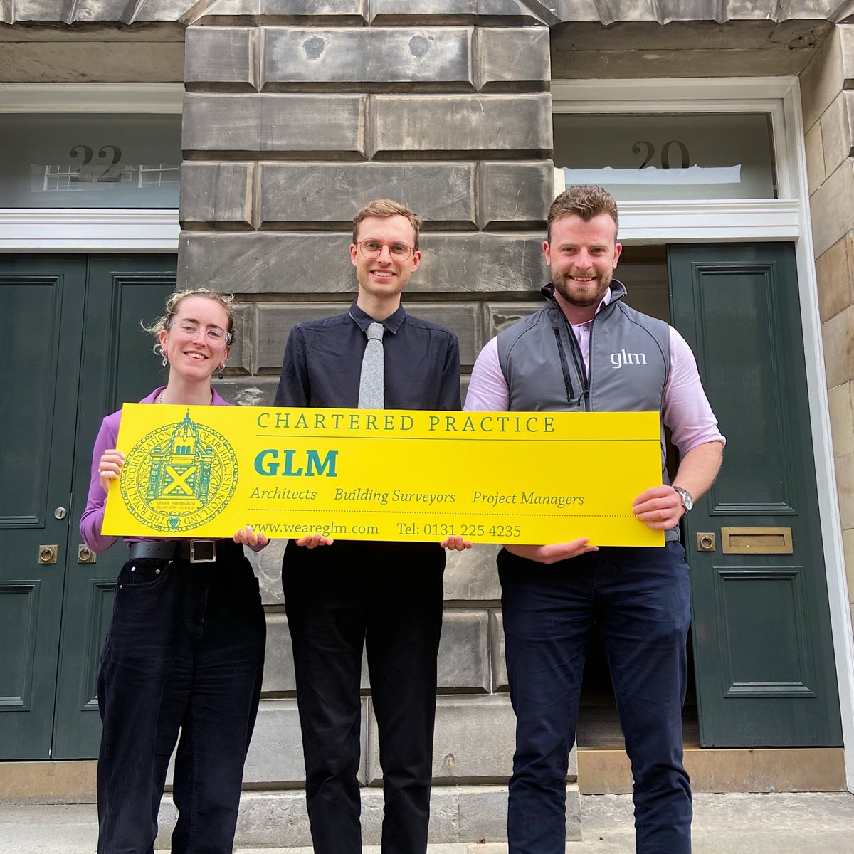 WeareGLM_'s tweet photo. New sign day! 

..keep an eye out for them on our sites across Scotland. You can't miss them.

#weareGLM #GLM #RIAS #charteredarchitects #architectsscotland #constructionscotland #architecture https://t.co/mtxRxJGzLP