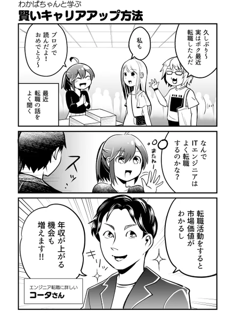 【漫画】ITエンジニア転職あるある(2/2)

▼ #Forkwell さんとのコラボ漫画『わかばちゃんと学ぶ賢いキャリアアップ方法』公開中!
https://t.co/oXwjfCEDsV

#PR #わかばちゃんと学ぶ 