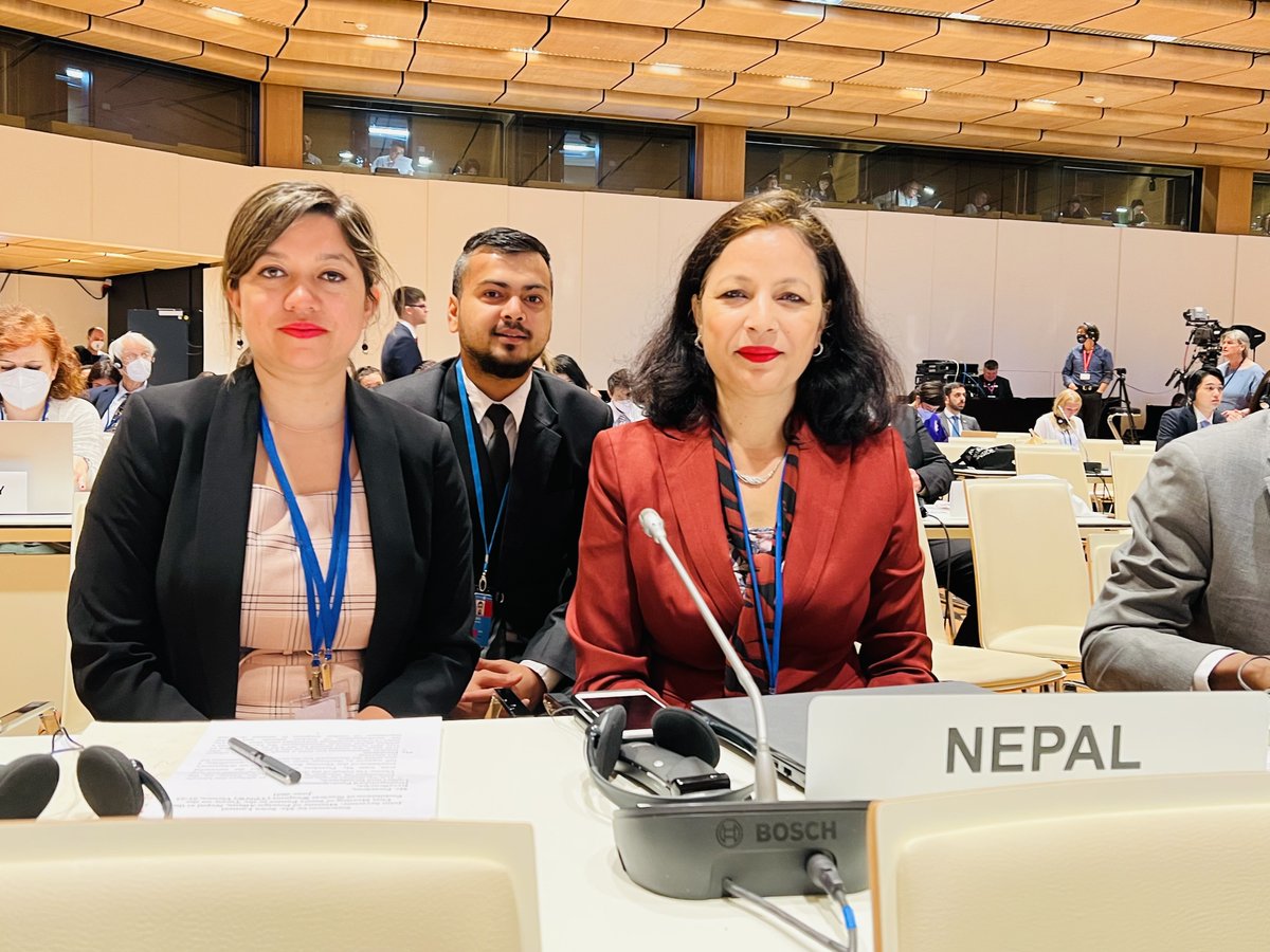 EoN_Vienna's tweet photo. "Nepal is committed to ratify the TPNW at the earliest possible," said Ms. Sewa Lamsal, Joint Secretary, @MofaNepal in her statement during the First Meeting of States Parties to the Treaty on the Prohibition of Nuclear Weapons (TPNW) being held in Vienna from 21-23 June 2022. https://t.co/Z5MEVKH3o4