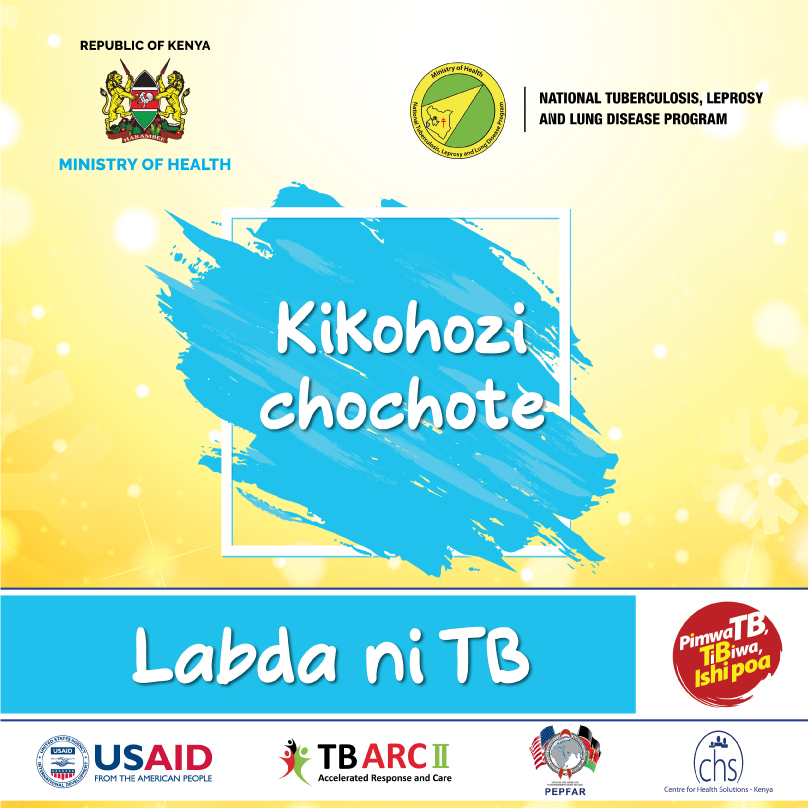 NTLDKenya's tweet photo. Having a cough of any duration? You are likely suffering from TB, a treatable and curable disease. Visit the nearest health center for TB screening today! TB screening and treatment are free in all public health facilities in Kenya. #EndTB #LabdaniTB https://t.co/jRiIUu9vuq