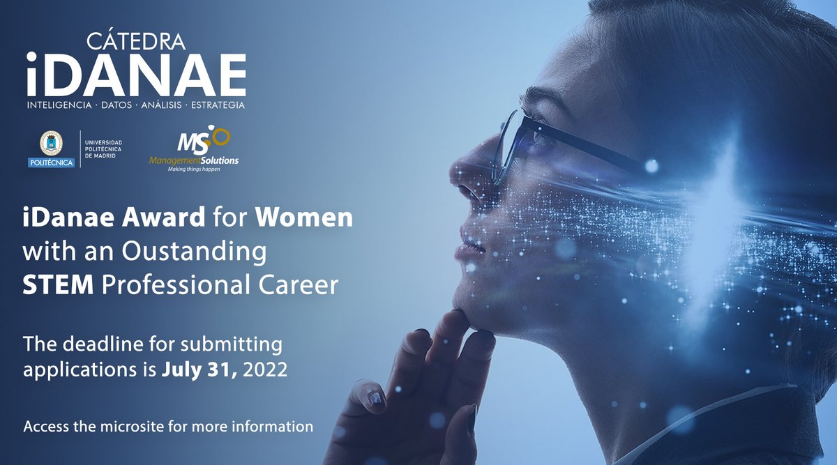 The <a href="/CatedraIdanae/">Catedra iDanae</a> Big Data and Analytics, created within the framework of a collaboration between the Polytechnic University of Madrid (<a href="/La_UPM/">Universidad Politécnica de Madrid</a>) and MS, announces the 2nd edition of the iDanae Awards for Women with an Outstanding STEM Professional Career
managementsolutions.com/en/publication…