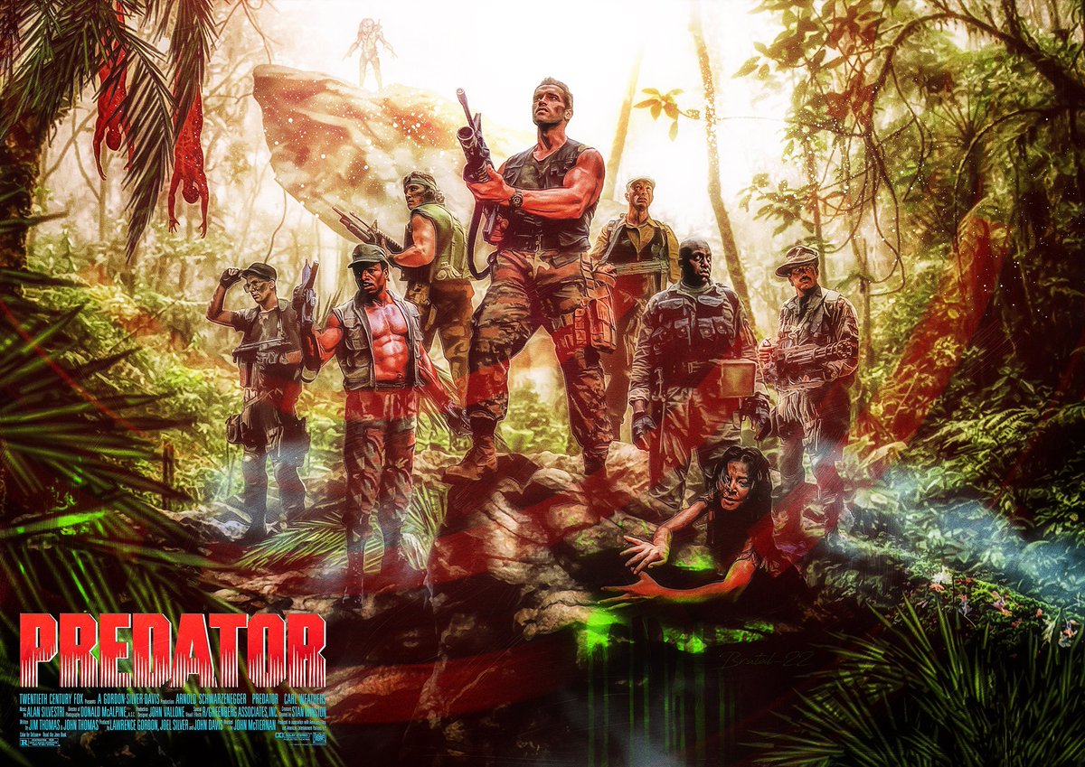 PREDATOR 🎨
My artwork for one of the greatest sci-fi/horror action flicks of all time. Ft. @Schwarzenegger, @TheCarlWeathers, @RealBillDuke, @GovJVentura, @BonafideBlack, #SonnyLandham, #RichardChaves, #ElpidiaCarrillo & #KevinPeterHall.
😊👍🚁