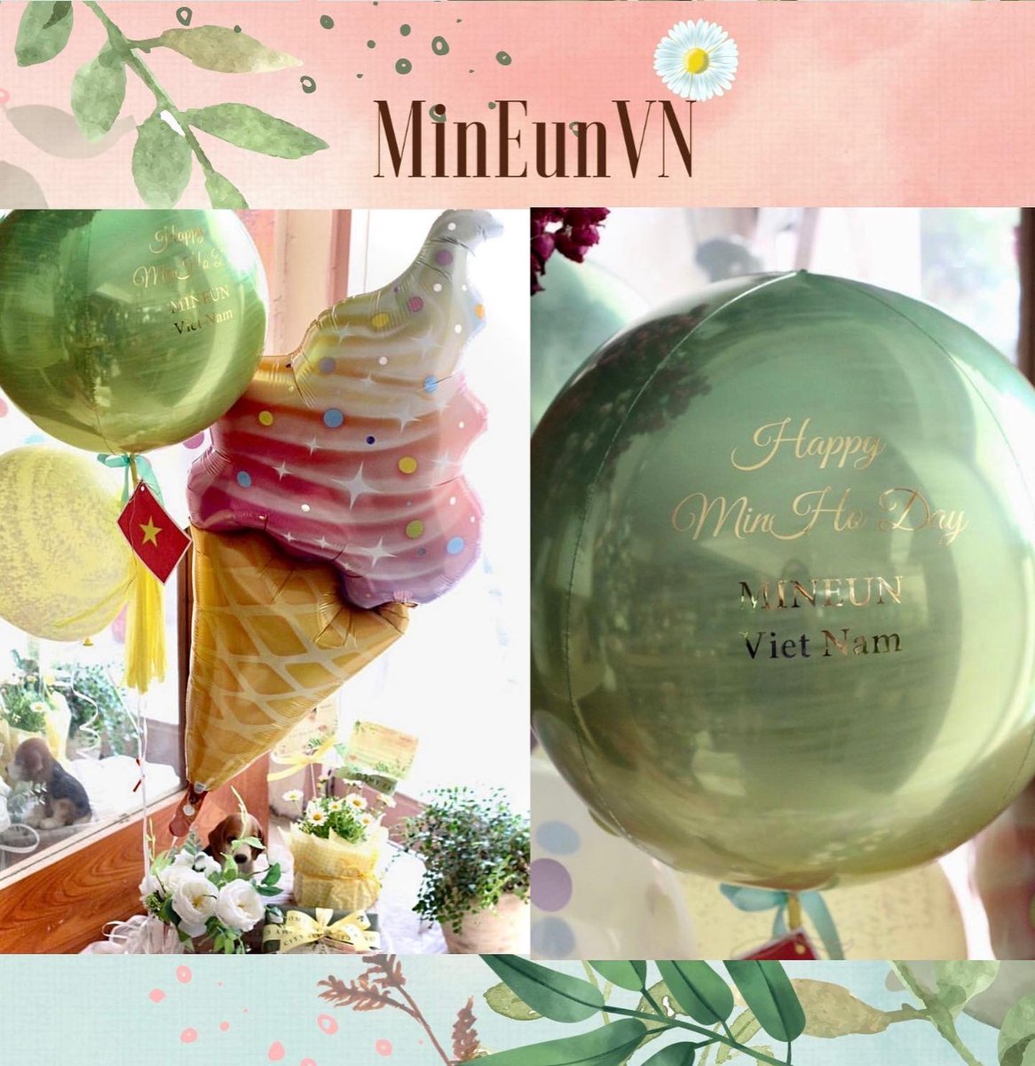 mineunvn's tweet photo. Dear our King, you are holding in your hands our birthday gifts come from your Vietnamese fan 🇻🇳

🍦🌈 Ice-cream Balloon set universal: favourite food of your
🌼🌿 Daisy plant: symbol of MinEun's love

#Happyminhoday #이민호생일축하해투 #MinEunVietNam
#happybirthdayleeminho https://t.co/kToc0epFD6