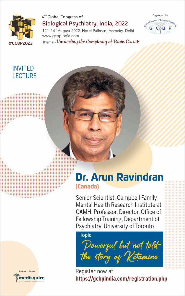 #GCBP2022 Plenary Lecture #2 Dr Arun Ravindran

For more details: gcbpindia.com
Register now: gcbpindia.com/registration.p…
Download Agenda: gcbpindia.com/pdf_docs/Agend…

#india #Delhi  #canada #stayhealthy #mentalhealth #bipolar #mentalhealthawareness #depression #anxiety