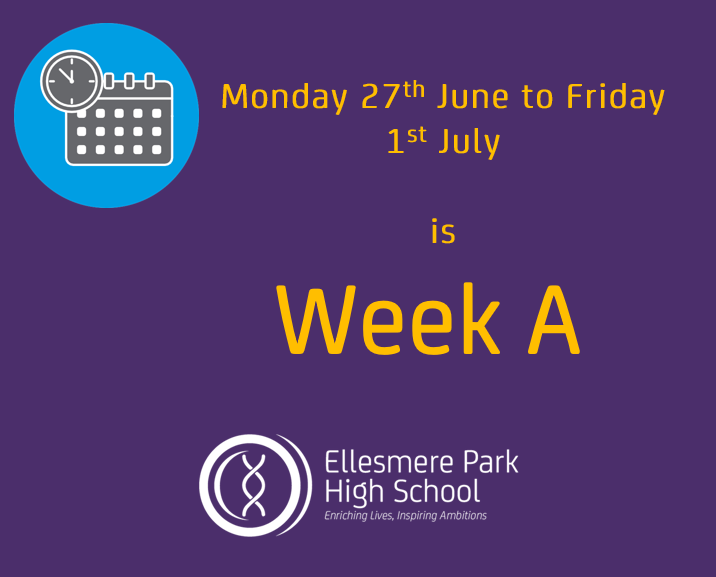 EllesmerePark's tweet photo. We hope you have enjoyed your weekend 💜
It is timetable Week A next week.
See you tomorrow at 8:40am prompt ⏰ #BePunctual #AttendanceMatters https://t.co/sk9caVK8i5