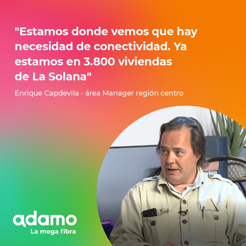 adamo_es's tweet photo. En Adamo trabajamos para acercar La #MegaFibra a poblaciones aisladas, un reto que pocas empresas aceptan 💪 Nuestro área manager Enrique Capdevila habla en Radio Horizonte #LaSolana sobre el despliegue de Adamo en la zona 📞 Llama gratis al 900 651 605 y comprueba tu cobertura