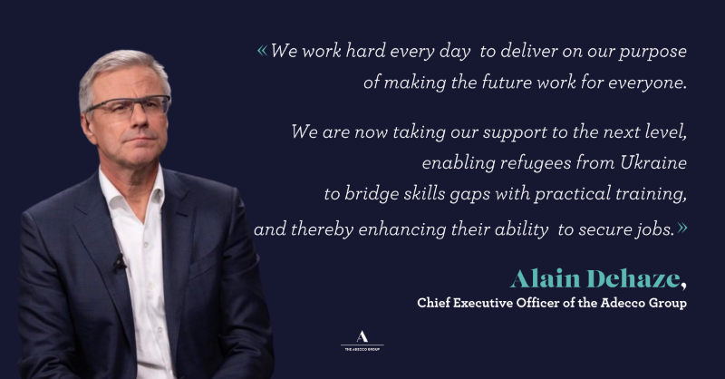 AdeccoGroup's tweet photo. We continue to support displaced people from previous and ongoing crises to enter the labour market by developing training, up-skilling and re-skilling opportunities. Read the latest piece from our CEO, @AlainDehaze 👇

#WorldRefugeeDay #TalentWithoutLabels #JobsforUkraine