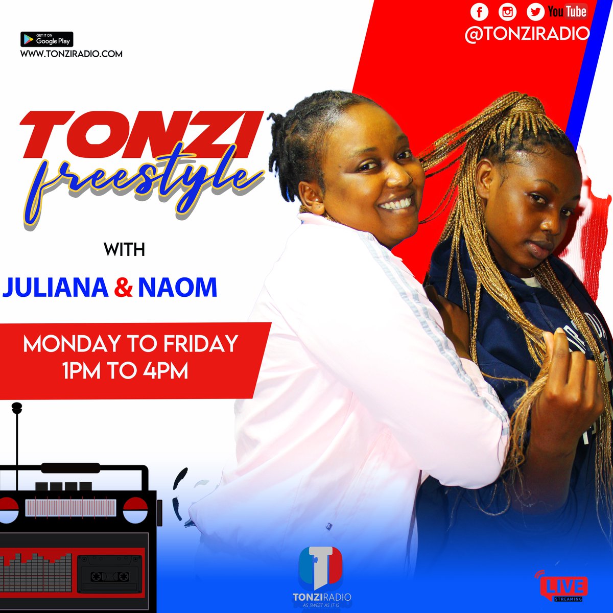 tonziradio's tweet photo. It's #tonzifreestyle with @juliana_murandi and @naomobure_ 
#tonzifreestyleshow https://t.co/kHPrWFFC4n